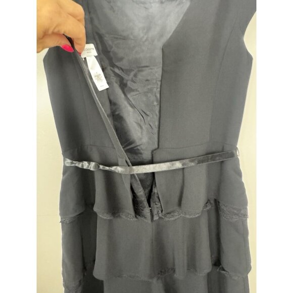 Liz Claiborne Black Tiered Ruffle Lace Dress 8 Soft Romantic Coquette Girl Prep - Picture 4 of 10